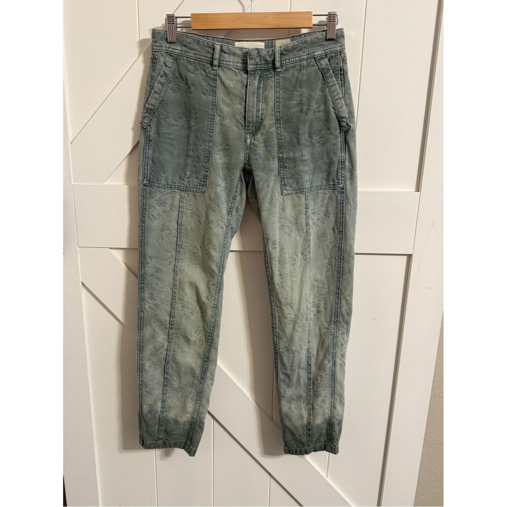 Anthropologie Wanderer Jeans Women’s Size 25 Green Textured Floral Cottagecore